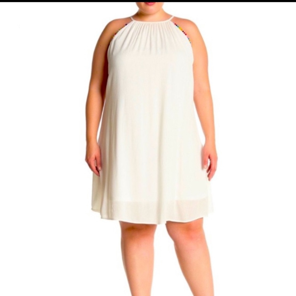 NWT Nordstrom Vanity Room Ivory Pompom Swing Dress
